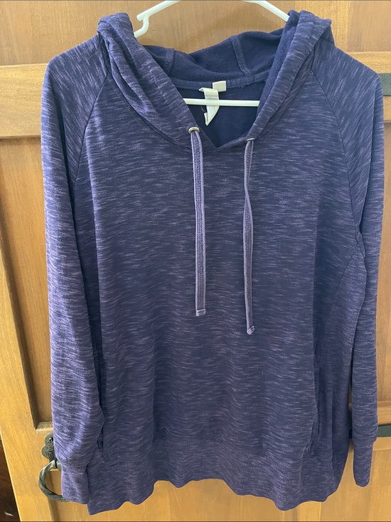 GreenTea Tops - GreenTea Heathered Purple Women's Hooded Pullover